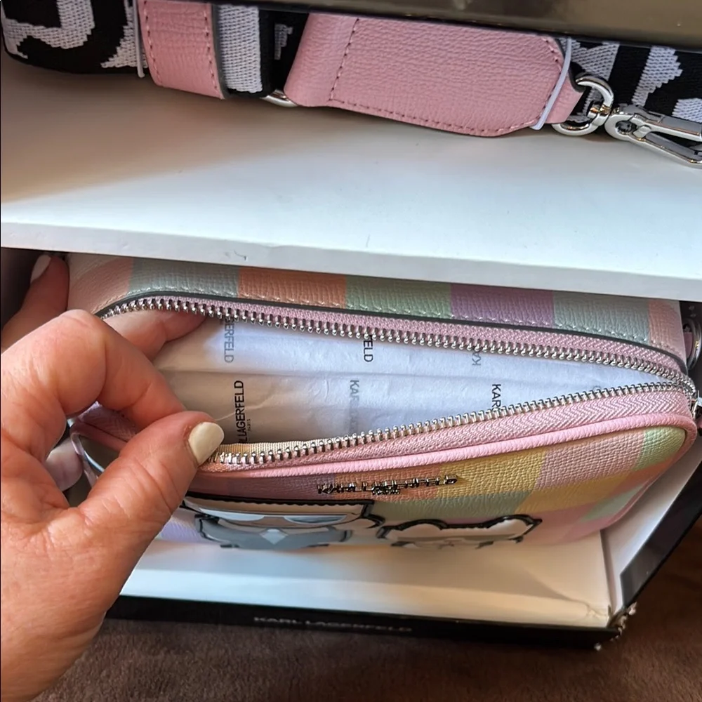 Karl Lagerfeld & Cat Blush Combo Crossbody Bag NIB - Picture 7 of 9